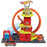 1:64 Scale Diecast - Hot Wheels City - Super Loop Fire Station Playset