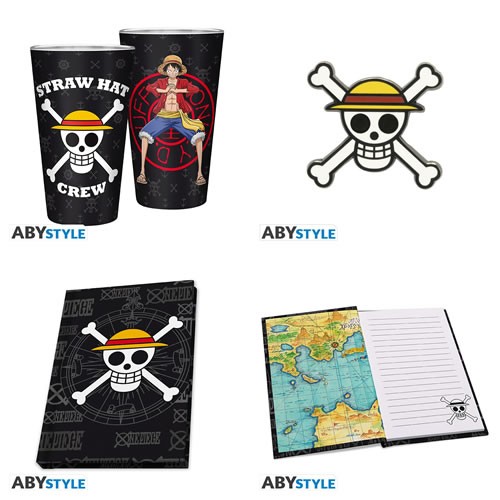 Gift Sets - One Piece - Glass + Pin + Skull Pocket Notebook