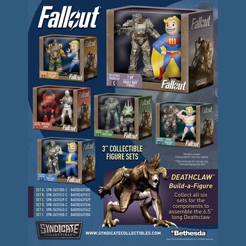 Fallout Figures - Build-A-Figure Deathclaw - 3" Excavator & Vault Boy (Gun) 2-Pack