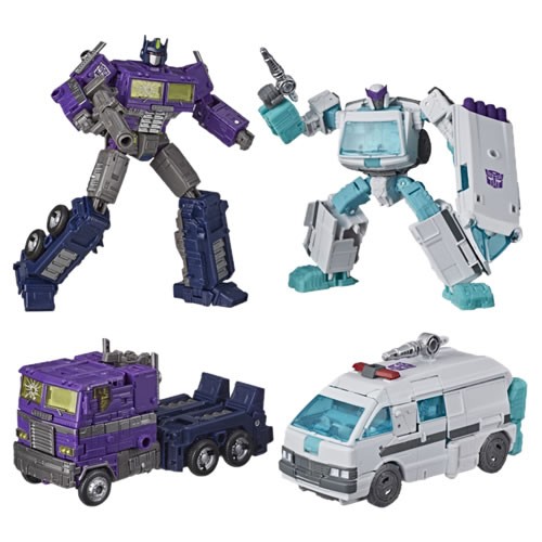 Transformers Generations Selects WFC-GS17 Shattered Glass Ratchet top and Optimus