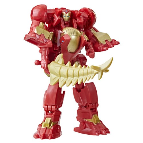 Marvel Mech Strike: Mechasaurs Figures - 4" Scale Mech Suit Iron Man w/ Stomper Mechasaur - 5X00