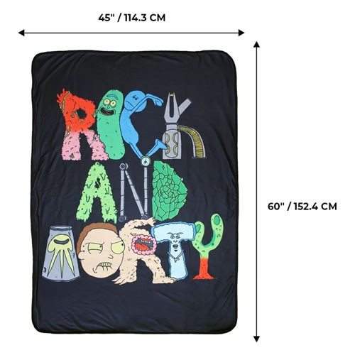 Rick And Morty Accessories - Rick & Morty Logo (Characters) Fleece Throw Blanket (45" x 60")