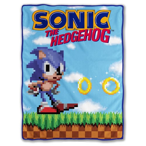 Sonic The Hedgehog Accessories - Sonic 8-bit Classic Fleece Throw Blanket (45" x 60")