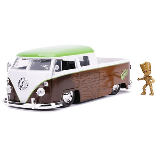 1:24 Scale Diecast - Hollywood Rides - Marvel - Guardians Of The Galaxy -1963 VW Bus Pickup w/ Groot