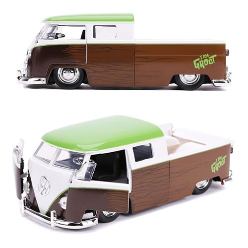 1:24 Scale Diecast - Hollywood Rides - Marvel - Guardians Of The Galaxy -1963 VW Bus Pickup w/ Groot