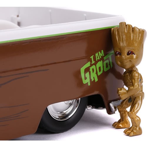 1:24 Scale Diecast - Hollywood Rides - Marvel - Guardians Of The Galaxy -1963 VW Bus Pickup w/ Groot