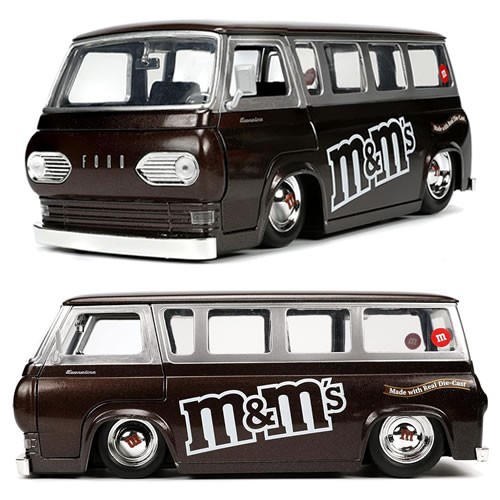 1:24 Scale Diecast - Hollywood Rides - M&M'S - 1965 Ford Econoline Van w/ Red M&M