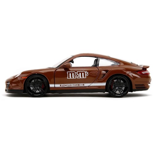 1:24 Scale Diecast - Hollywood Rides - M&M'S - 2007 Porsche 911 Turbo w/ Brown M&M