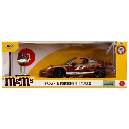 1:24 Scale Diecast - Hollywood Rides - M&M'S - 2007 Porsche 911 Turbo w/ Brown M&M