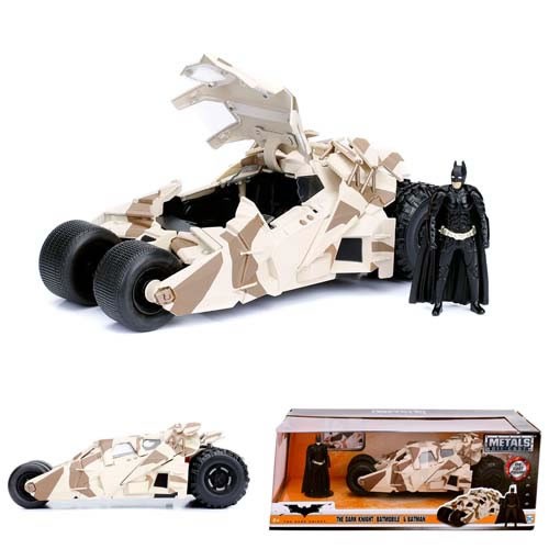 1:24 Scale Diecast - Hollywood Rides - DC - 2008 The Dark Knight Camo Batmobile w/ Batman Figure