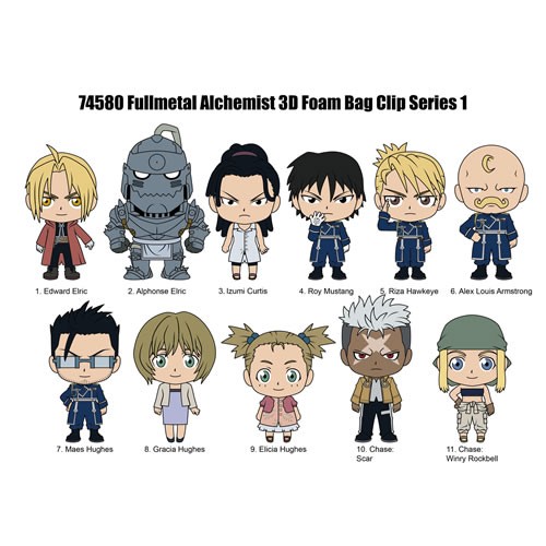 3D Foam Collectible Bag Clips - Fullmetal Alchemist: Brotherhood - 24pc Blind Bag Display