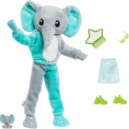 Barbie Dolls - Cutie Reveal Jungle Series - Doll w/ Elephant Plush Costume