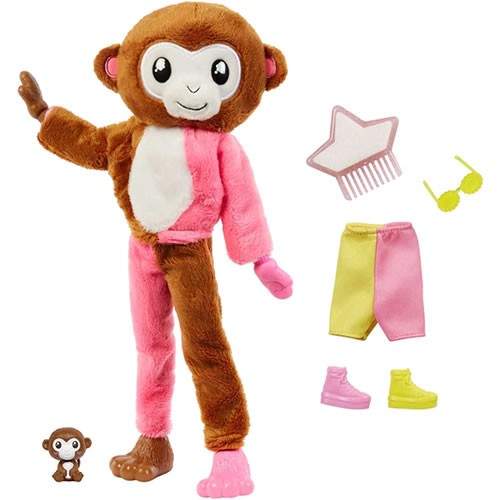 Barbie Dolls - Cutie Reveal Jungle Series - Doll w/ Monkey Plush Costume