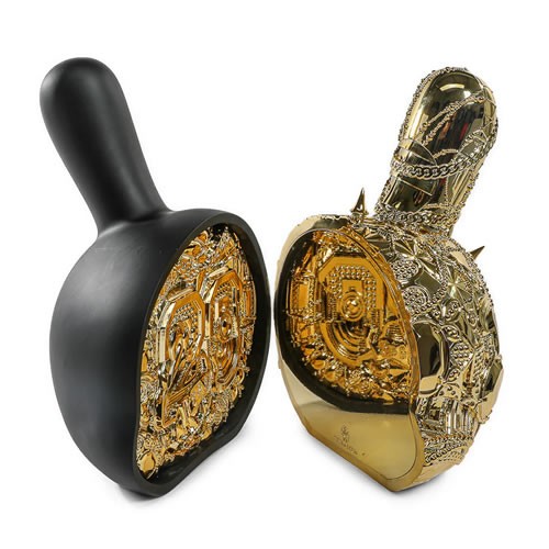 Dunny Art Figures - Dunny 20th Anniv - 12" Crown Jewels Dunny Head By Tristan Eaton (Black & Gold)