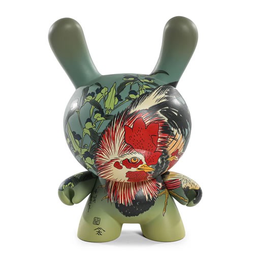 Dunny Vinyl Art Figures - The Met - 8" Masterpiece Dunny-Rooster w/ Spiderwort By Katsushika Hokusai