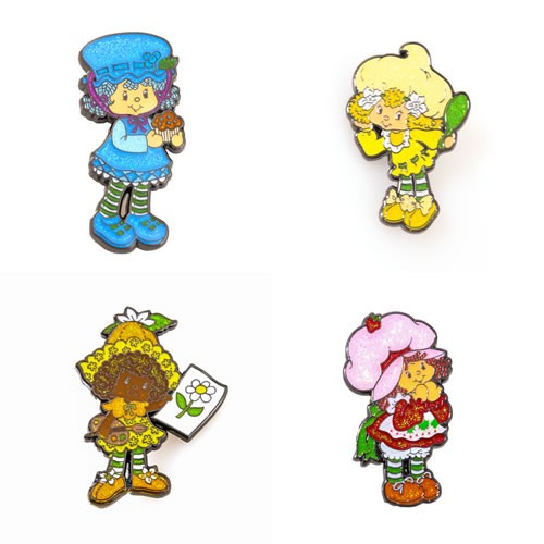 Pins & Buttons - Strawberry Shortcake - Enamel Pin Glitter 4-Pack